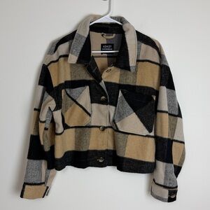 Ashley By 26 International Women's Checkered Utility Jacket - Black, Tan, Cream